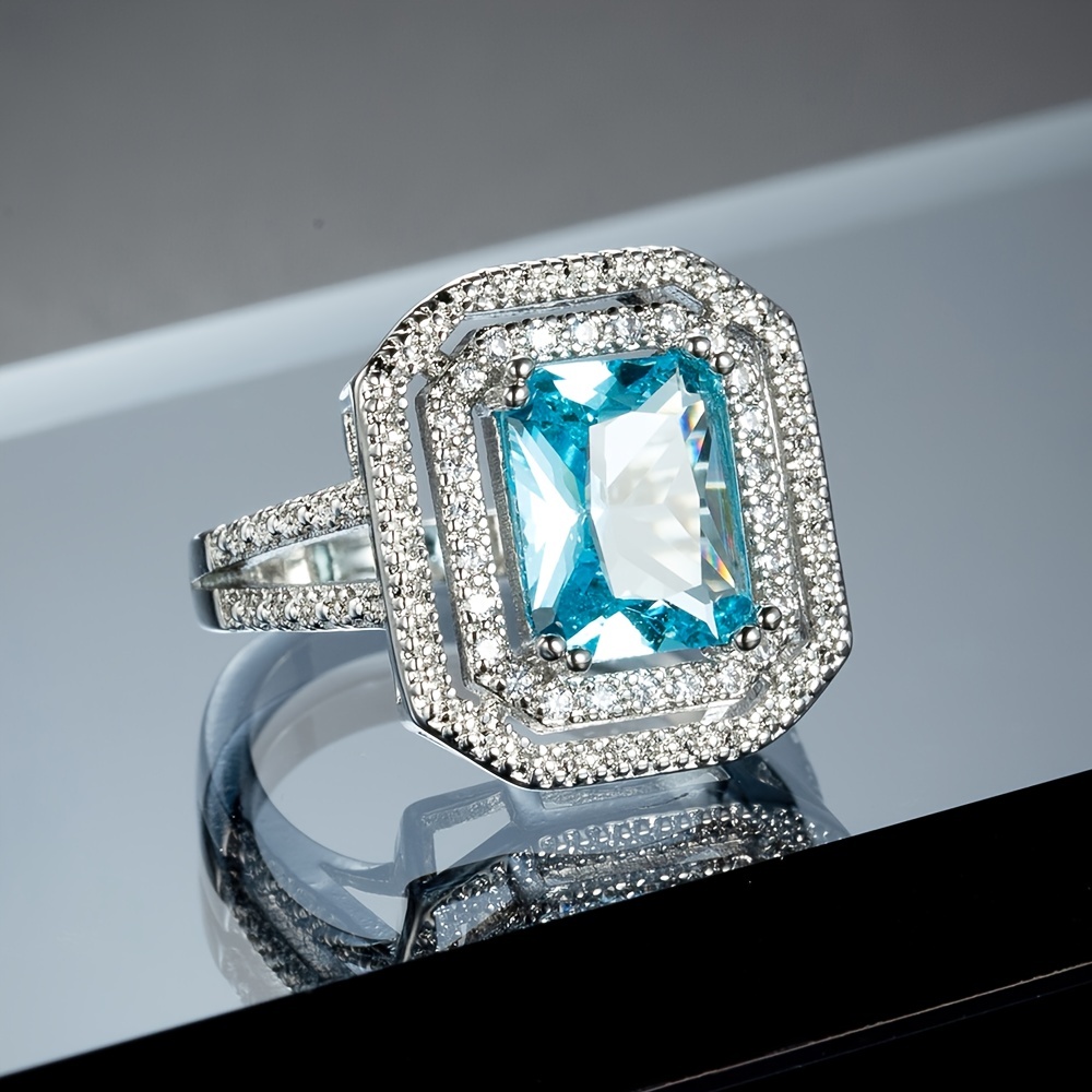 Rectangular Light Ocean Classic Men's Wedding Ring